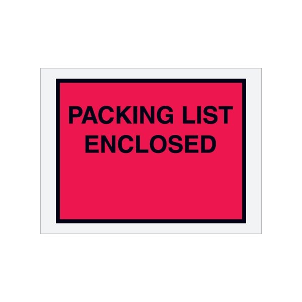Bsc Preferred 4-1/2 x 6'' Red Full-Face ''Packing List Enclosed'' Envelopes, 1000PK PL413 - main